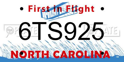 6TS925 North Carolina License Plate