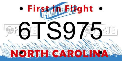 6TS975 North Carolina License Plate