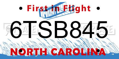 6TSB845 North Carolina License Plate