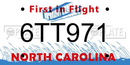 6TT971 North Carolina License Plate