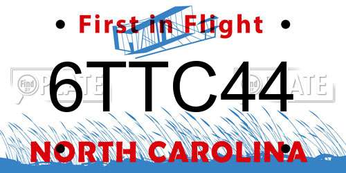 6TTC44 North Carolina License Plate