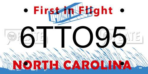 6TTO95 North Carolina License Plate