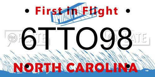 6TTO98 North Carolina License Plate