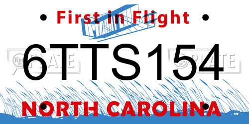 6TTS154 North Carolina License Plate