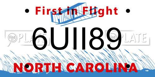 6UII89 North Carolina License Plate