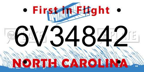 6V34842 North Carolina License Plate