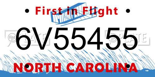 6V55455 North Carolina License Plate