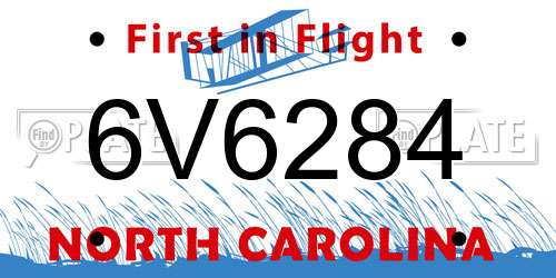 6V6284 North Carolina License Plate