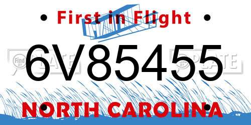 6V85455 North Carolina License Plate