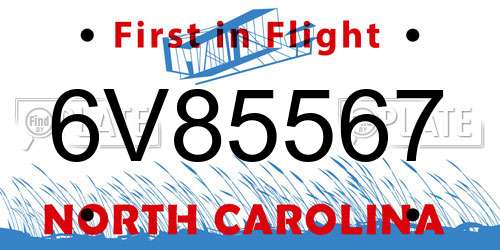6V85567 North Carolina License Plate