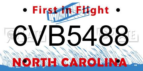 6VB5488 North Carolina License Plate