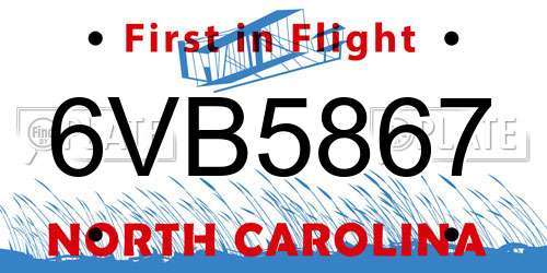 6VB5867 North Carolina License Plate