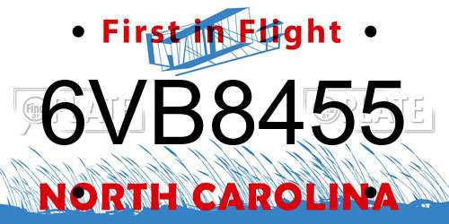 6VB8455 North Carolina License Plate