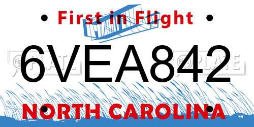6VEA842 North Carolina License Plate