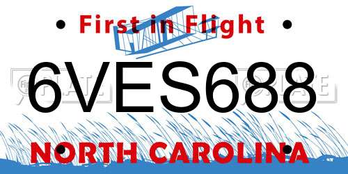 6VES688 North Carolina License Plate