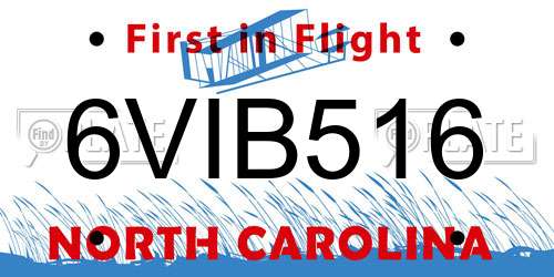 6VIB516 North Carolina License Plate