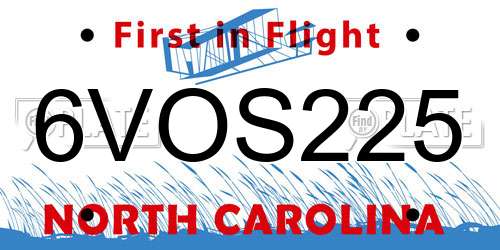 6VOS225 North Carolina License Plate