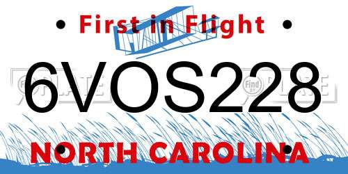 6VOS228 North Carolina License Plate
