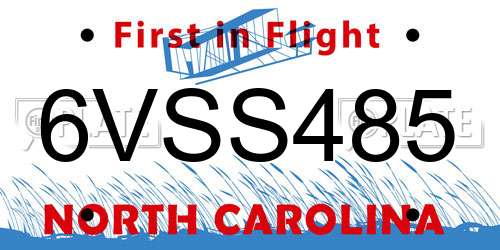 6VSS485 North Carolina License Plate
