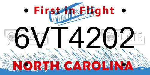 6VT4202 North Carolina License Plate