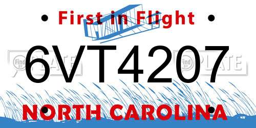 6VT4207 North Carolina License Plate