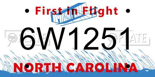6W1251 North Carolina License Plate