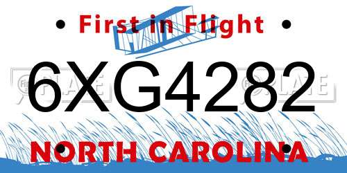 6XG4282 North Carolina License Plate