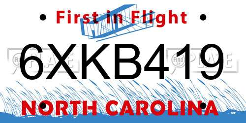 6XKB419 North Carolina License Plate