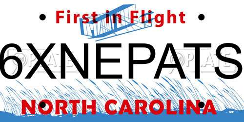 6XNEPATS North Carolina License Plate