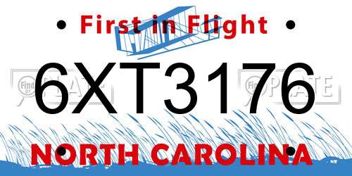 6XT3176 North Carolina License Plate