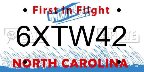 6XTW42 North Carolina License Plate