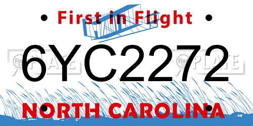 6YC2272 North Carolina License Plate
