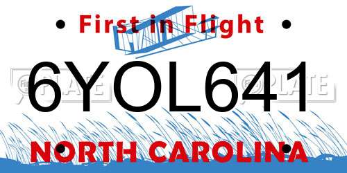 6YOL641 North Carolina License Plate