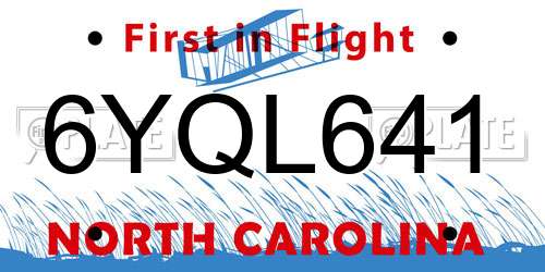 6YQL641 North Carolina License Plate