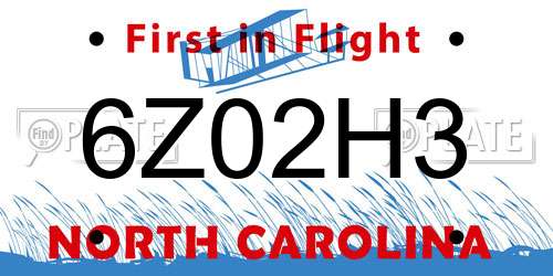 6Z02H3 North Carolina License Plate