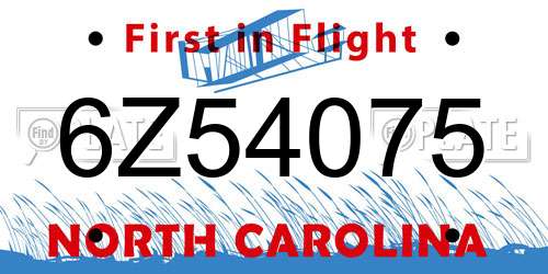 6Z54075 North Carolina License Plate