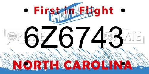 6Z6743 North Carolina License Plate