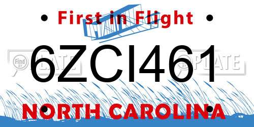 6ZCI461 North Carolina License Plate