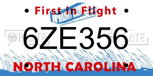 6ZE356 North Carolina License Plate