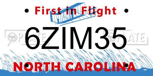 6ZIM35 North Carolina License Plate