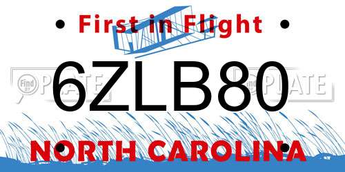 6ZLB80 North Carolina License Plate