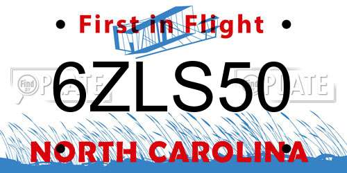 6ZLS50 North Carolina License Plate