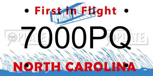 7000PQ North Carolina License Plate