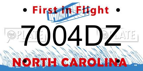 7004DZ North Carolina License Plate