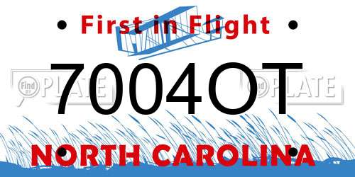 7004OT North Carolina License Plate