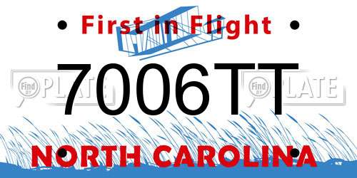 7006TT North Carolina License Plate
