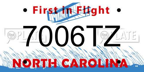 7006TZ North Carolina License Plate