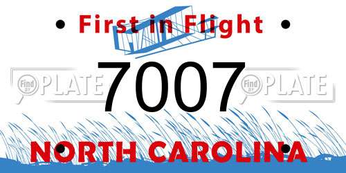 7007 North Carolina License Plate