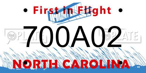 700A02 North Carolina License Plate