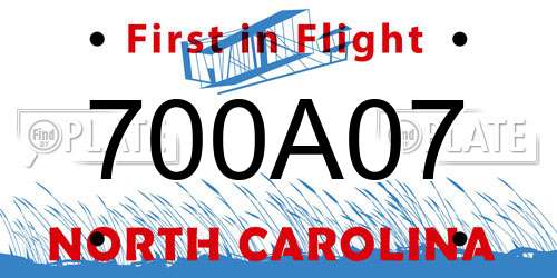 700A07 North Carolina License Plate